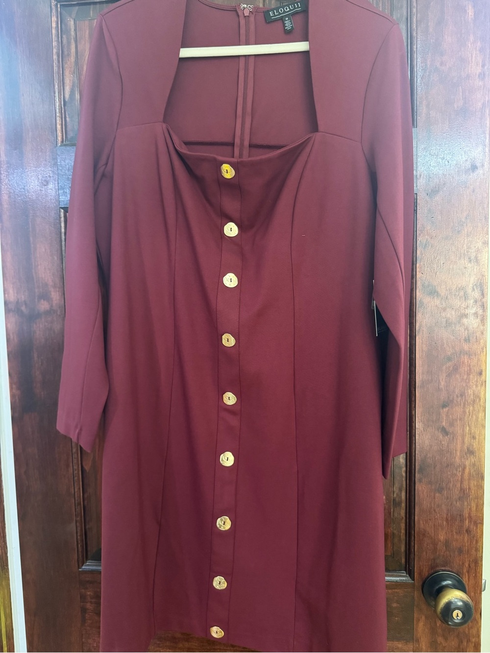 Eloquii Wine Button-Front Midi Dress